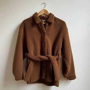 Brown Uniqlo Belted Teddy Fleece Jacket
